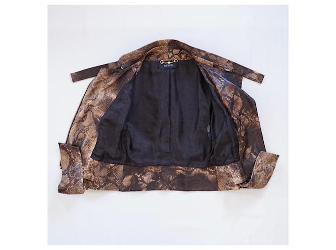Gucci Frühjahr 2009 Python Bikerjacke Braun Schwarz Beige - Ansicht 3
