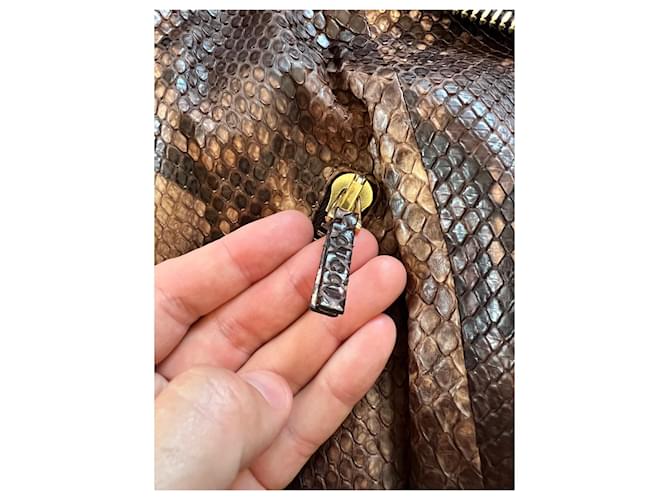 Gucci Frühjahr 2009 Python Bikerjacke Braun Schwarz Beige - Ansicht 5