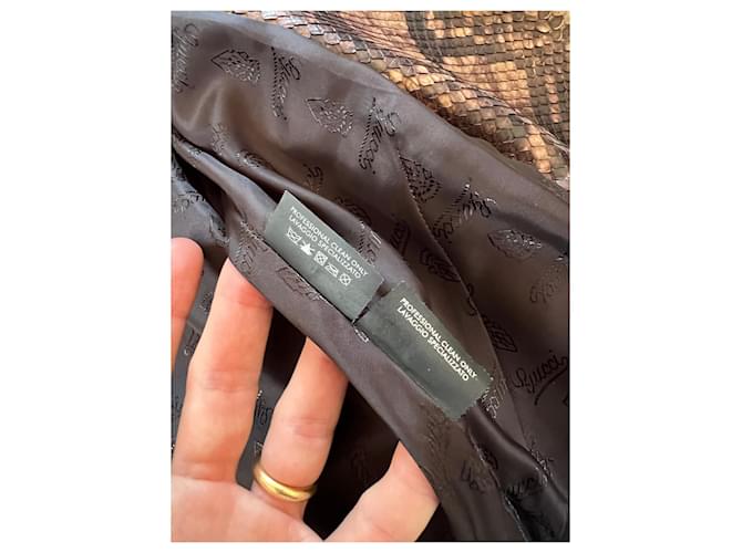 Gucci Frühjahr 2009 Python Bikerjacke Braun Schwarz Beige - Ansicht 7