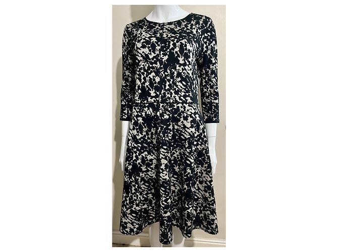 Autre Marque Rene Lezard Wollmischkleid Schwarz Creme - Ansicht 2