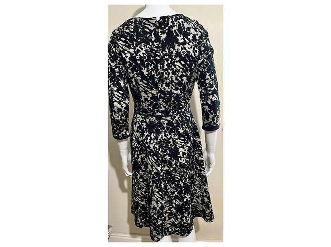 Autre Marque Rene Lezard Wollmischkleid Schwarz Creme - Ansicht 3