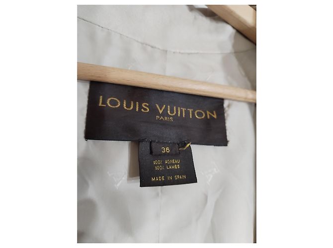 Abrigo Louis Vuitton de cuero de cordero crema Crudo - vista 3