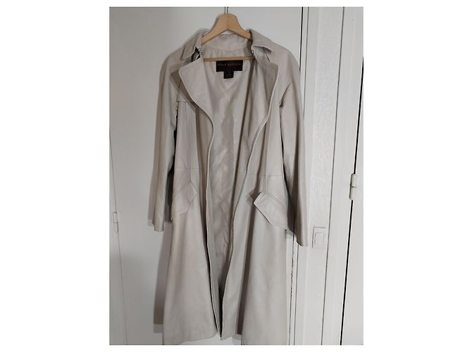 Abrigo Louis Vuitton de cuero de cordero crema Crudo - vista 4