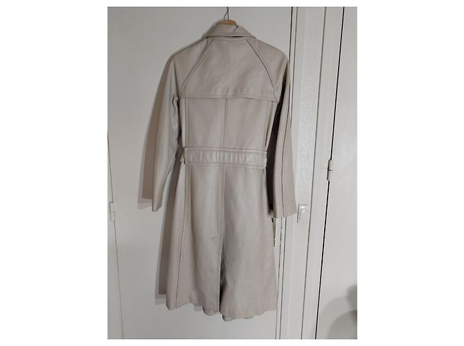 Abrigo Louis Vuitton de cuero de cordero crema Crudo - vista 6