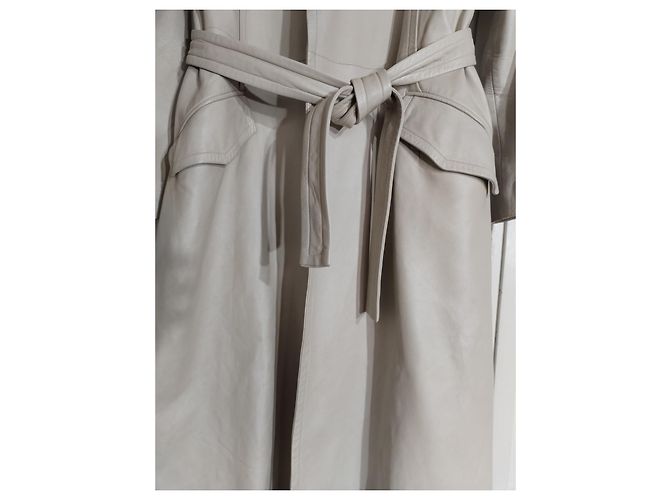 Abrigo Louis Vuitton de cuero de cordero crema Crudo - vista 7