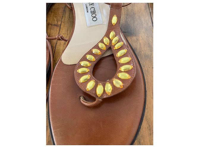 Mocassini Jimmy Choo in pelle marrone con lacci - vista 2