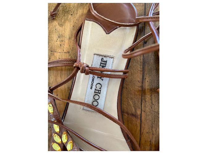 Mocassini Jimmy Choo in pelle marrone con lacci - vista 3