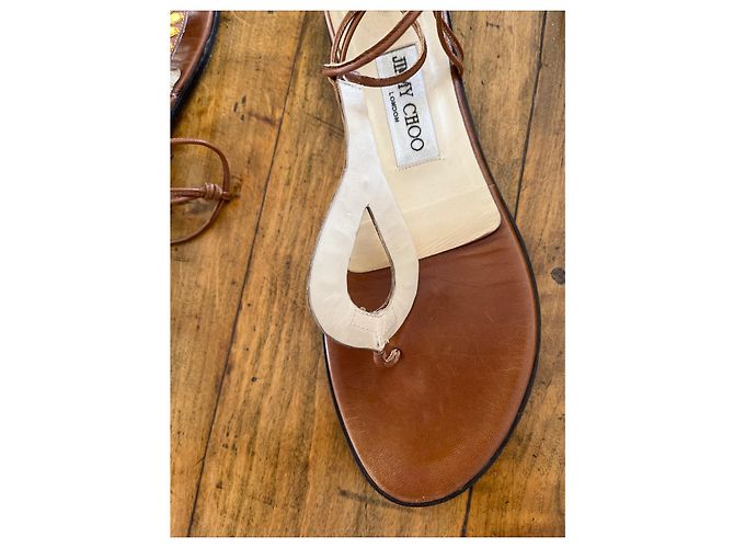 Mocassini Jimmy Choo in pelle marrone con lacci - vista 4