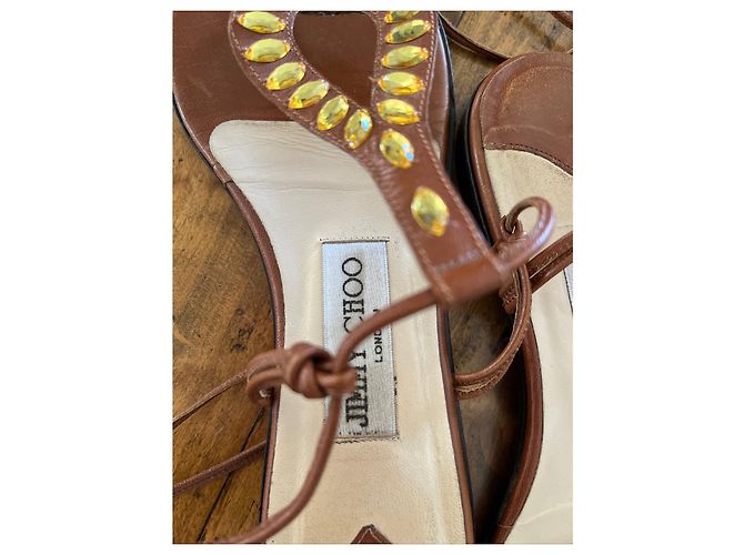Mocassini Jimmy Choo in pelle marrone con lacci - vista 5