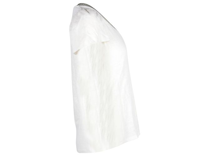 Camiseta con cuello en V y adornos de algodón blanco Maje Tellor - vista 2