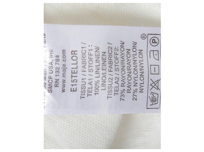 Camiseta con cuello en V y adornos de algodón blanco Maje Tellor - vista 4