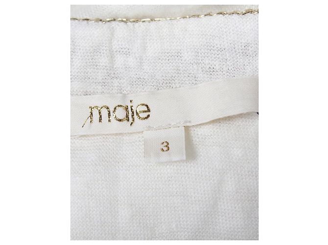 Camiseta con cuello en V y adornos de algodón blanco Maje Tellor - vista 5
