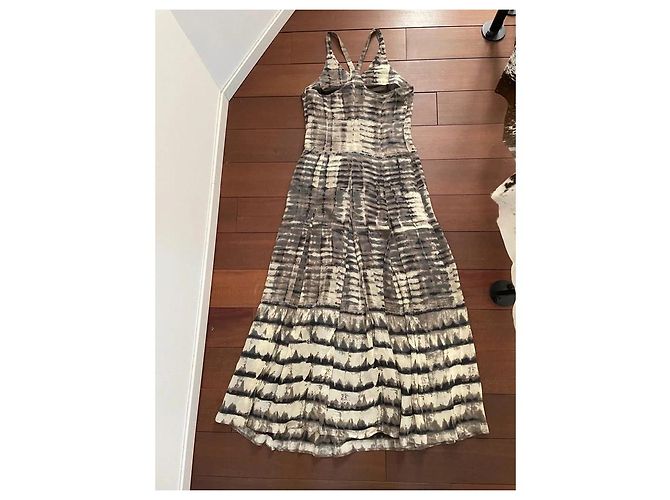 Autre Marque Caractère Sommer Maxikleid aus Viskose Braun Beige Grau - Ansicht 2