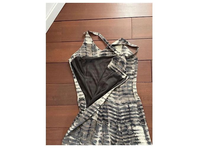 Autre Marque Caractère Sommer Maxikleid aus Viskose Braun Beige Grau - Ansicht 3