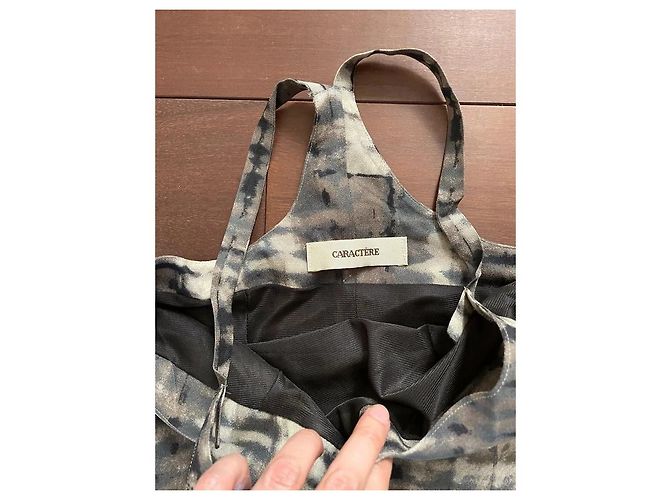 Autre Marque Caractère Sommer Maxikleid aus Viskose Braun Beige Grau - Ansicht 4