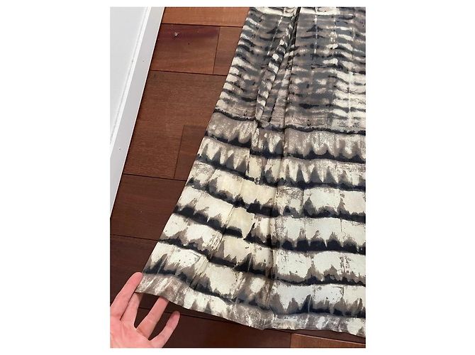 Autre Marque Caractère Sommer Maxikleid aus Viskose Braun Beige Grau - Ansicht 5