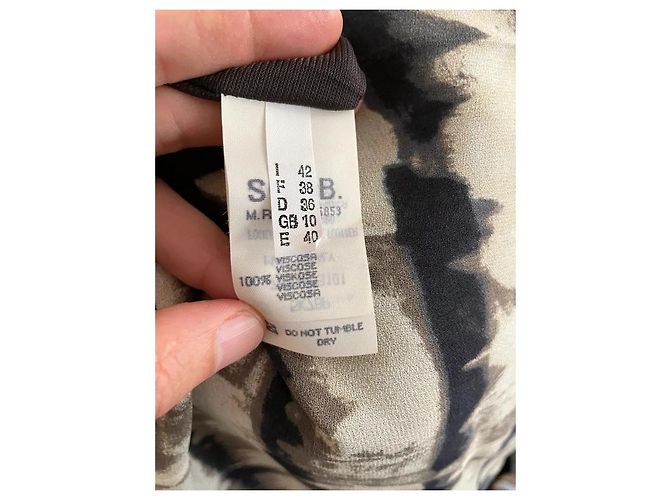 Autre Marque Caractère Sommer Maxikleid aus Viskose Braun Beige Grau - Ansicht 8