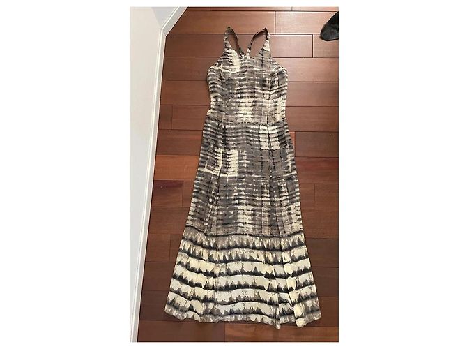 Autre Marque Caractère Sommer Maxikleid aus Viskose Braun Beige Grau - Ansicht 9