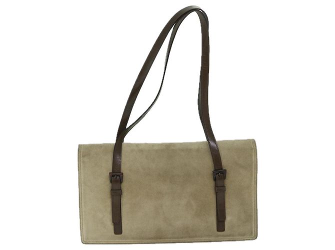 PRADA Borsa A Spalla Camoscio Beige Auth bs12638 - vista 2