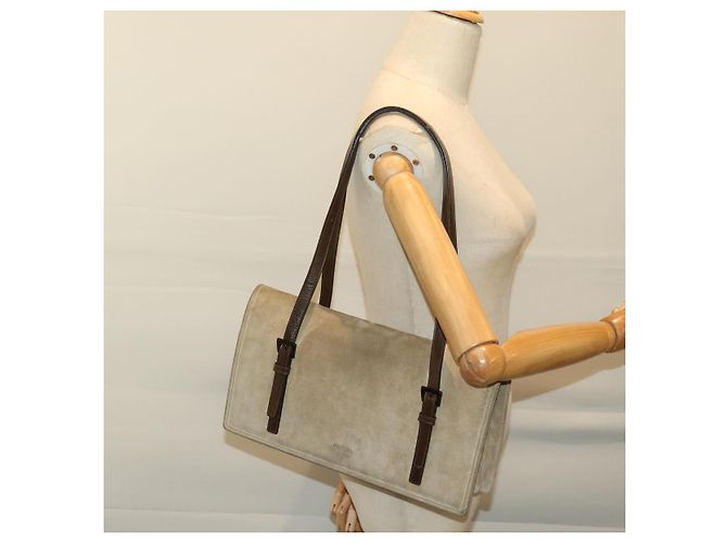 PRADA Borsa A Spalla Camoscio Beige Auth bs12638 - vista 23
