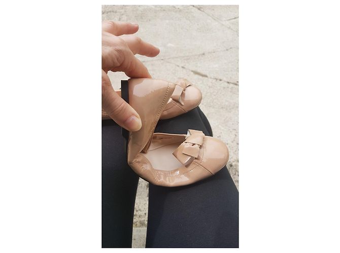 Prada Bailarinas de cuero charol rosa beige empolvado Melocotón - vista 10