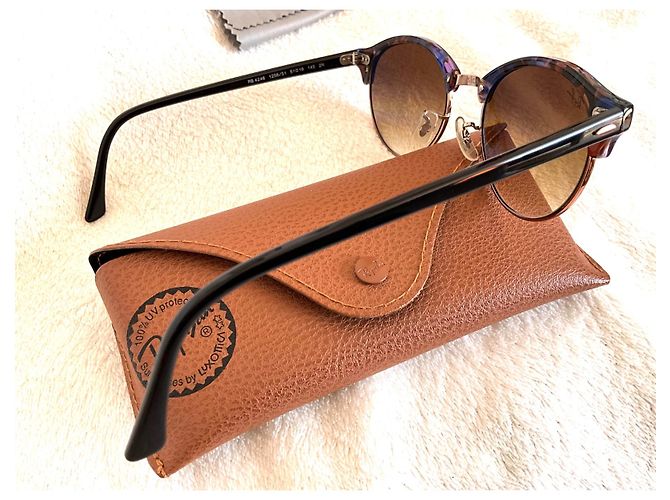 Occhiali da sole Ray-Ban Clubround Marrone Blu Acetato - vista 7