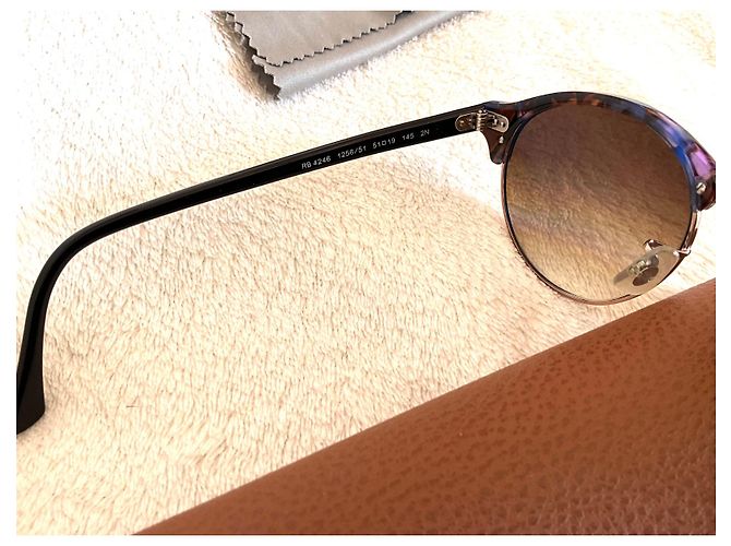 Occhiali da sole Ray-Ban Clubround Marrone Blu Acetato - vista 8