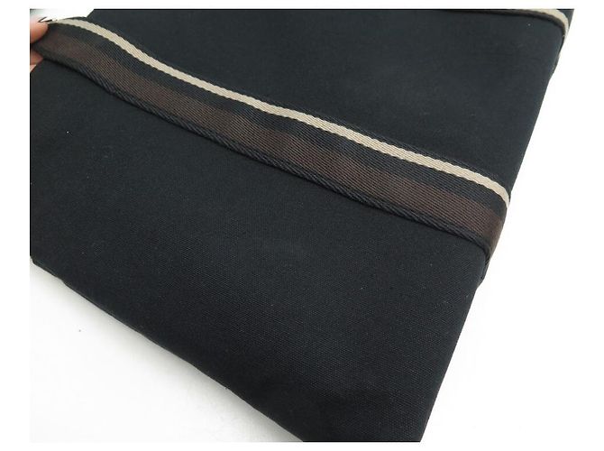 Hermès BORSA A MANO HERMES TROCA MM CABAS IN TELA E PELLE NERA BORSA A MANO TOTE Nero - vista 10