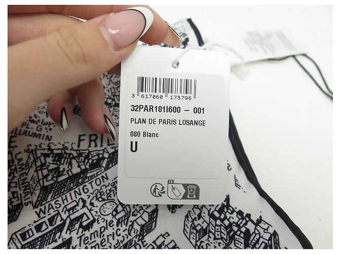 NUOVA SCIARPA CHRISTIAN DIOR PLAN DE PARIS IN SETA NERO BIANCO + ETICHETTA SCIARPA - vista 11