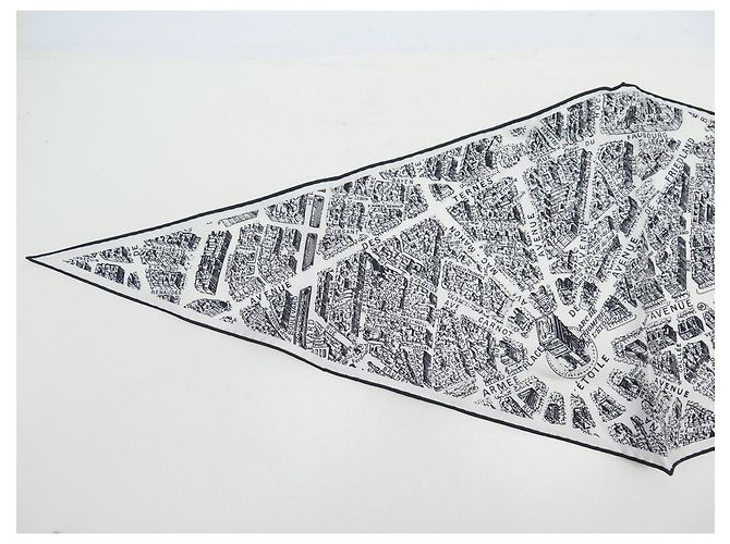 NUOVA SCIARPA CHRISTIAN DIOR PLAN DE PARIS IN SETA NERO BIANCO + ETICHETTA SCIARPA - vista 3