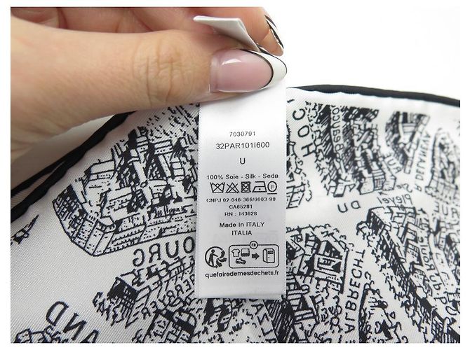 NUOVA SCIARPA CHRISTIAN DIOR PLAN DE PARIS IN SETA NERO BIANCO + ETICHETTA SCIARPA - vista 6