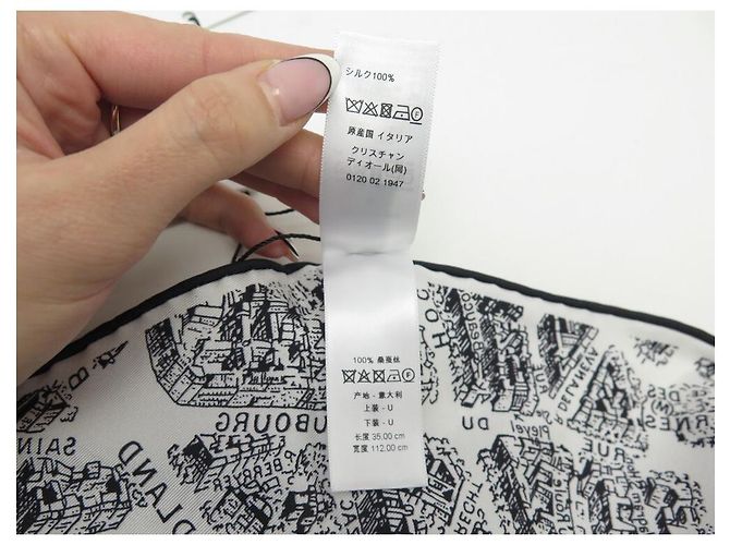 NUOVA SCIARPA CHRISTIAN DIOR PLAN DE PARIS IN SETA NERO BIANCO + ETICHETTA SCIARPA - vista 7