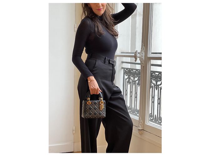 Mini Lady Dior bestückt schwarz - Ansicht 8