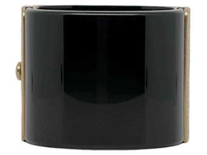 Bracciale manchette Chanel CC oro e metallo nero Blu scuro - vista 2