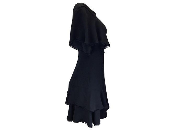 J. Mendel – Schwarzes Crêpe-Kleid mit Rüschen - Ansicht 2