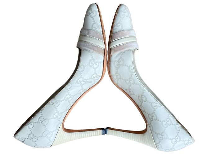 Décolleté Gucci in pelle bianca con monogramma GG Bianco - vista 10