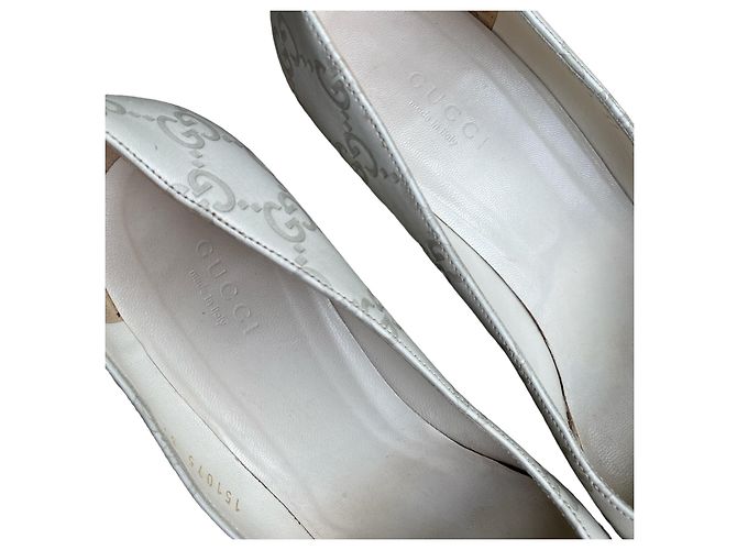 Décolleté Gucci in pelle bianca con monogramma GG Bianco - vista 8