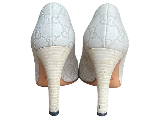 Décolleté Gucci in pelle bianca con monogramma GG Bianco - vista 9