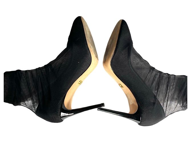Dolce & Gabbana Stivaletti in pelle e tulle neri 39 Nero - vista 12