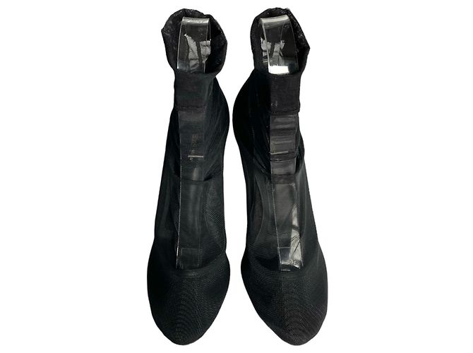 Dolce & Gabbana Stivaletti in pelle e tulle neri 39 Nero - vista 8