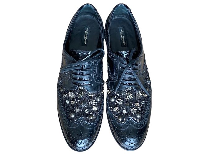 Dolce & Gabbana Oxford in pelle nera con borchie Nero - vista 10