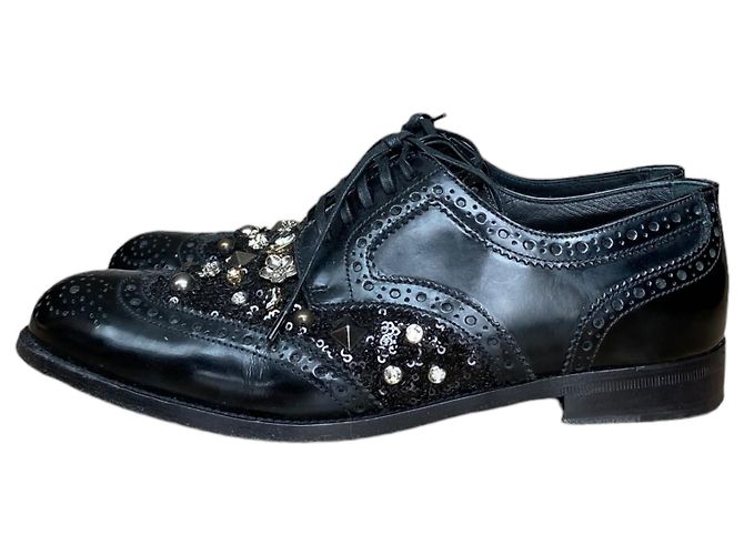 Dolce & Gabbana Oxford in pelle nera con borchie Nero - vista 11