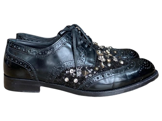 Dolce & Gabbana Oxford in pelle nera con borchie Nero - vista 7