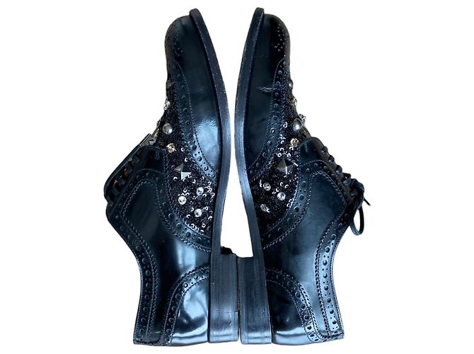Dolce & Gabbana Oxford in pelle nera con borchie Nero - vista 8