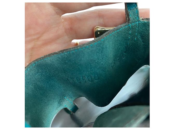 Sandali piatti Gucci Horsebit in nubuck e pelle verde - vista 8