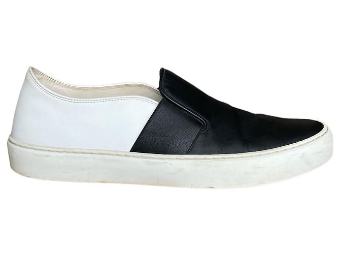 Sneakers slip on Chanel in pelle nera e bianca Nero Bianco - vista 6