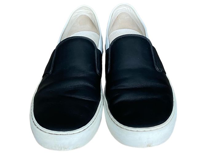 Sneakers slip on Chanel in pelle nera e bianca Nero Bianco - vista 8
