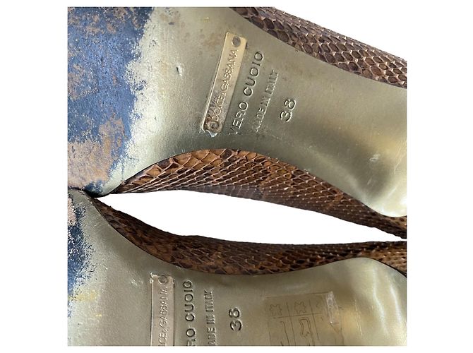 Dolce & Gabbana Pumps aus braunem Pythonleder mit spitzer Kappe - Ansicht 13