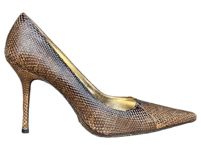 Dolce & Gabbana Pumps aus braunem Pythonleder mit spitzer Kappe - Ansicht 6