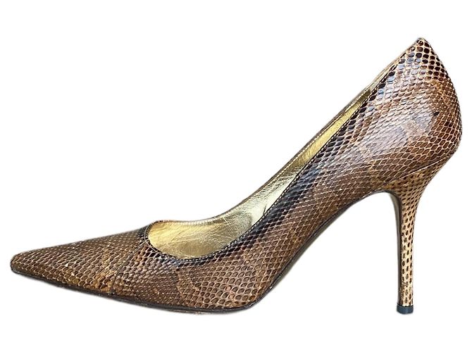 Dolce & Gabbana Pumps aus braunem Pythonleder mit spitzer Kappe - Ansicht 7